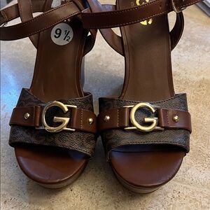 Guess Brown and Gold Sandals
